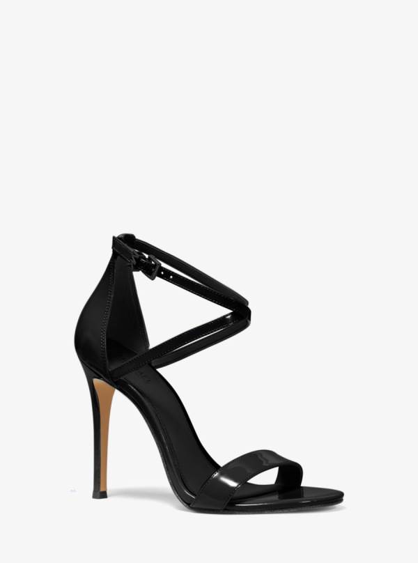 Damske Sandále Michael Kors Antonia Patent Leather Čierne - Topanky Michael Kors Vypredaj | NGWXS-0749
